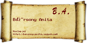 Bársony Anita névjegykártya