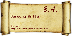 Bársony Anita névjegykártya