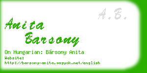 anita barsony business card